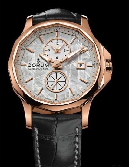 Corum Admiral’s Cup Legend 42 Meteorite Dual Time Replica Watch A283/02034 - 283.101.55/0001 PX34 Red Gold - Meteorite Dial - Alligator Strap